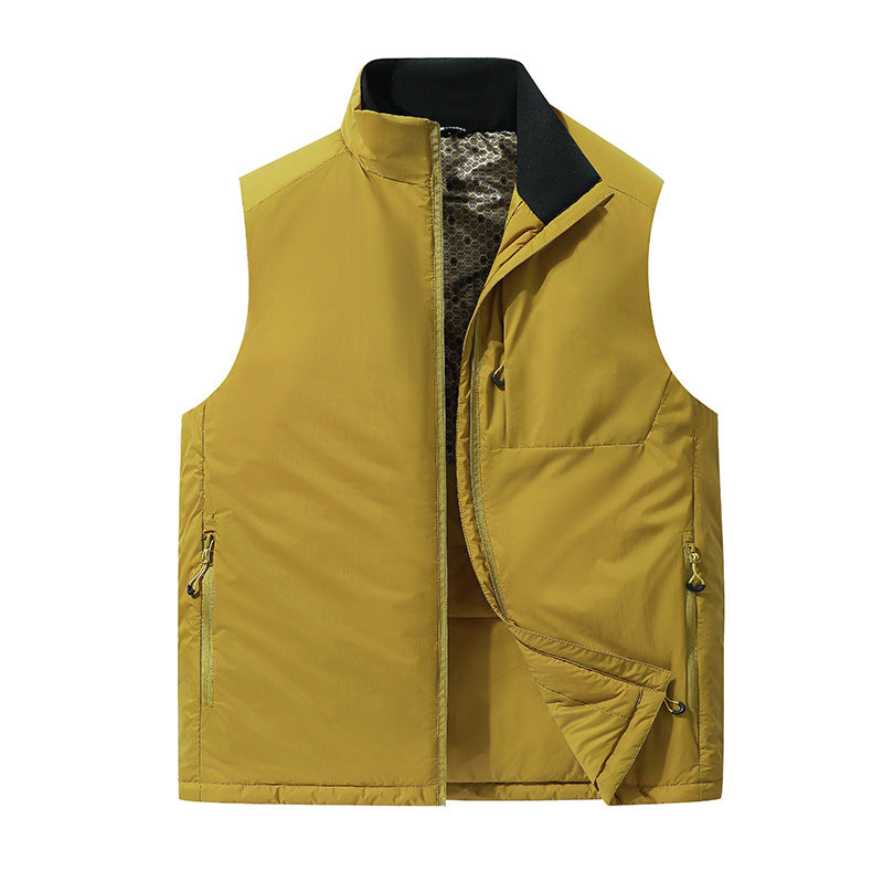 Herren Wattierte Outdoor-Weste mit Stehkragen, Multifunktionstaschen und leichtem Thermofutter Nord Taschen