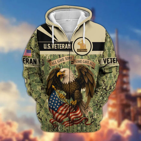 Herren Kapuzensweater mit amerikanischem Veteranenmotiv Nord Taschen