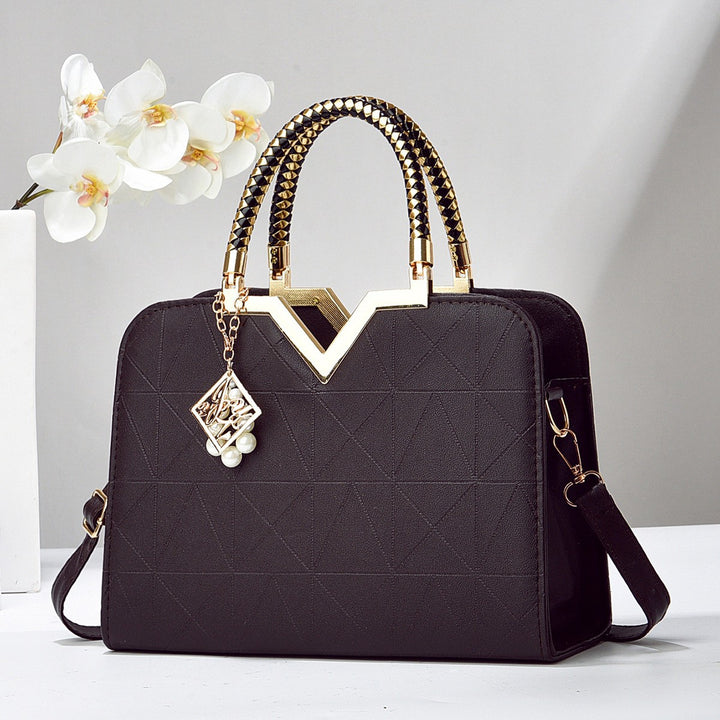 Damen Designer-Handtasche mit strukturiertem Geometrie-Muster und abnehmbarem Zubehör Nord Taschen