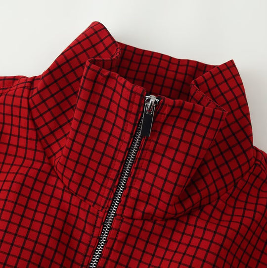 Damen Kurzblouson im Boxy‑Cut mit Stehkragen, Karo‑Print und Reißverschluss Nord Taschen