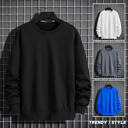 Herren Schlichtes Oversize Rundhals‑Sweatshirt aus schwerer Baumwollmischung mit gerippten Bündchen Nord Taschen
