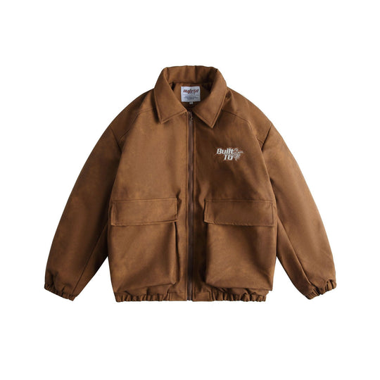 Herren Boxy Suede-Optik Blousonjacke mit aufgesetzten Pattentaschen Nord Taschen
