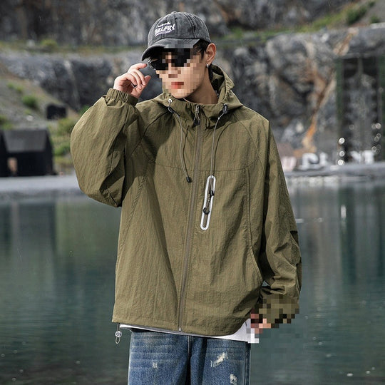 Herren Atmungsaktive Kapuzen-Fieldjacke mit verstaubarer Kapuze und reflektierendem Brustreißverschluss Nord Taschen