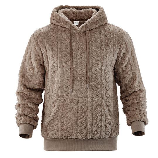 Unisex Kuscheliger Teddy-Hoodie mit Zopfstrick-Optik und Kängurutasche Nord Taschen