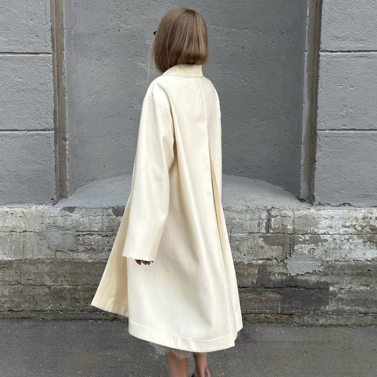 Damen Leichter Satin‑Optik Longcoat mit kastiger Oversize‑Silhouette Nord Taschen