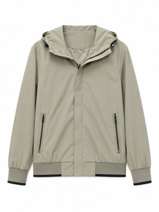 Herren Kapuzen-Blouson Leichter Windbreaker mit geripptem Saum und verdeckter Reißverschlussleiste Nord Taschen