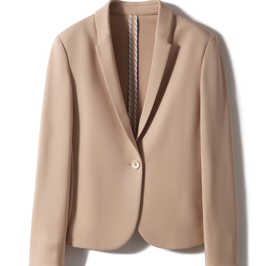 Damen Taillierter Ein-Knopf-Blazer aus leichtem Crepe mit geschwungener Saumlinie Nord Taschen