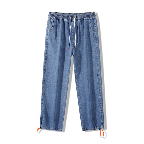 Herren Weite Denim-Jogginghose mit Elastbund, Tunnelzug & verstellbaren Beinabschlüssen Nord Taschen