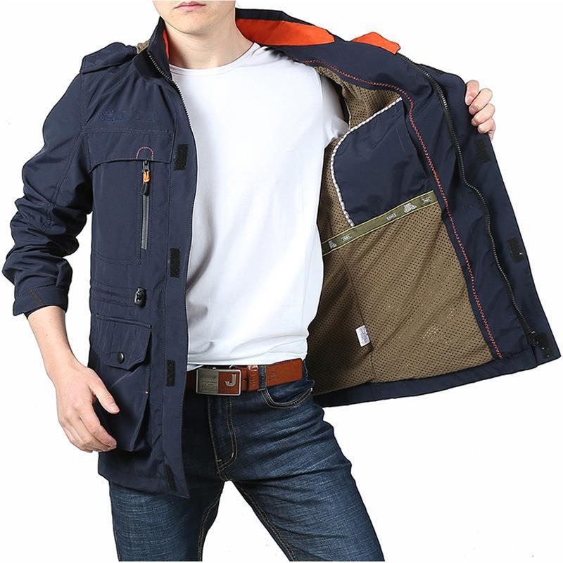 Herren Multifunktionale Fieldjacke im Utility‑Design mit Kapuze und Mehrfachtaschen Nord Taschen