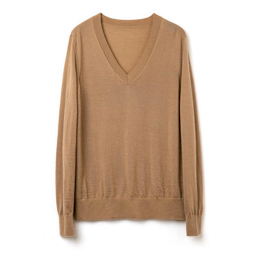 Herren Feiner V‑Ausschnitt-Pullover aus Merinomischung mit leichtem Strukturstrick Nord Taschen