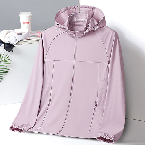 Damen Ultraleichte UV‑Schutz Windjacke mit Kapuze und Belüftungsperforation Nord Taschen