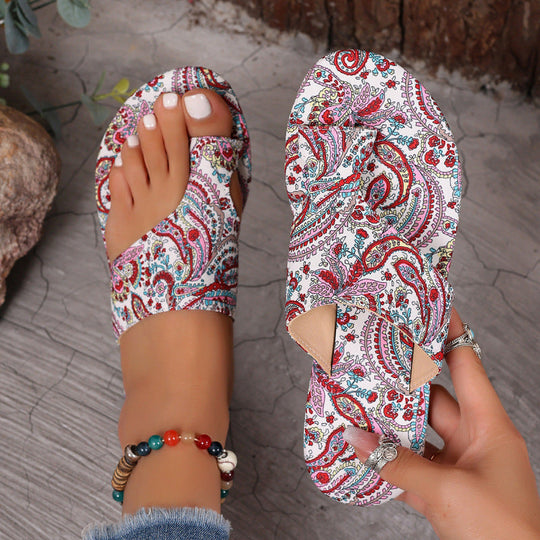 Damen Bequeme Zehentrenner-Sandalen mit verspieltem Blumenmuster und weichem Fußbett Nord Taschen