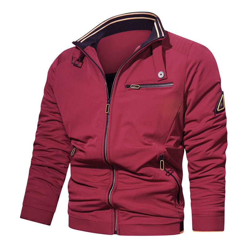 Herren Sportlich-urbaner Collegeblouson mit Stehkragen Reißverschlussfront und UtilityDetails Nord Taschen