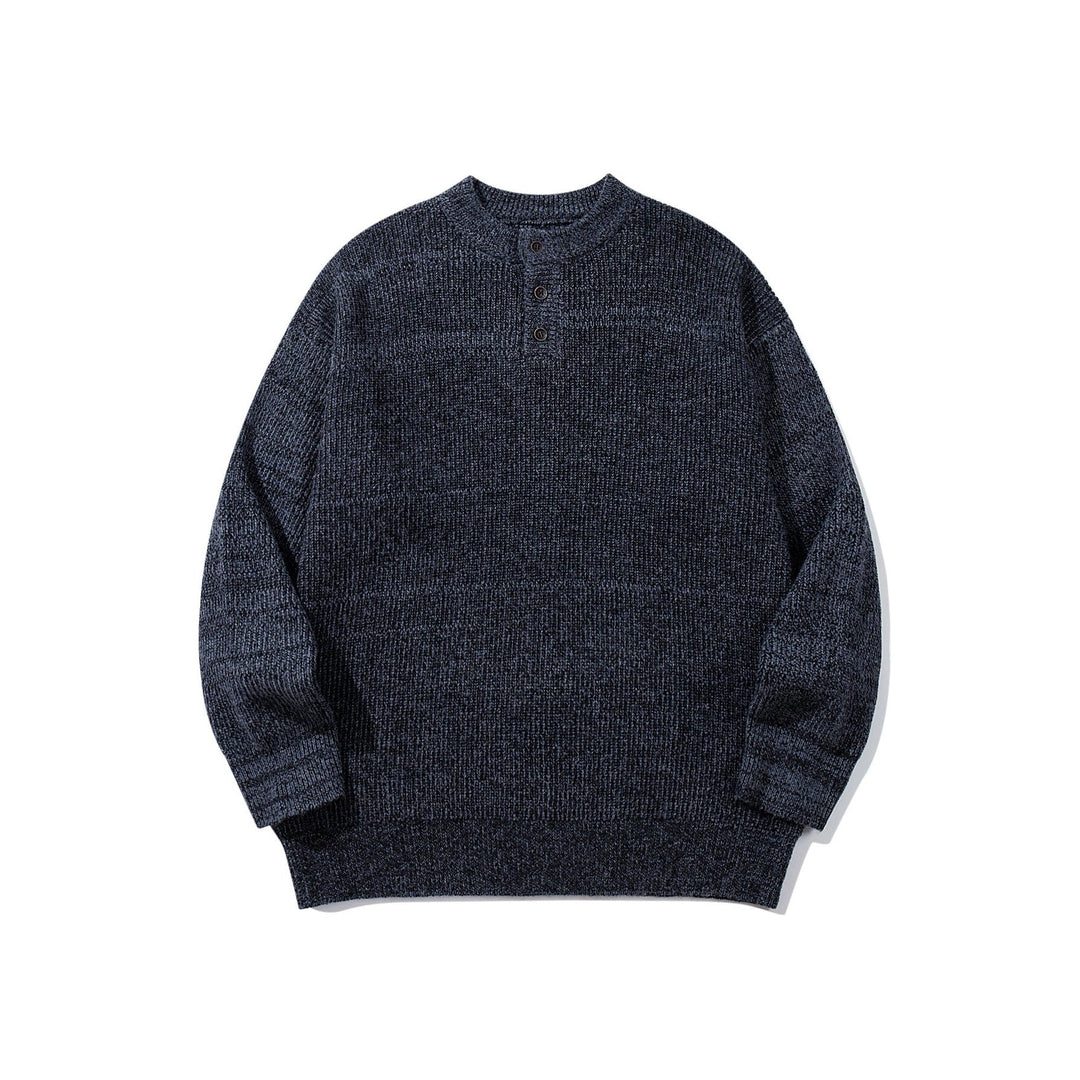 Herren Grobstrick-Henleypullover mit halber Knopfleiste und Rippbündchen Nord Taschen