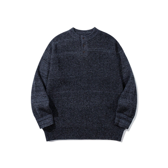 Herren Grobstrick-Henleypullover mit halber Knopfleiste und Rippbündchen Nord Taschen
