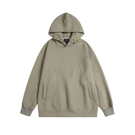 Unisex Oversize Kapuzenpullover mit Druckknopffunnel und Teilungsnähten Nord Taschen