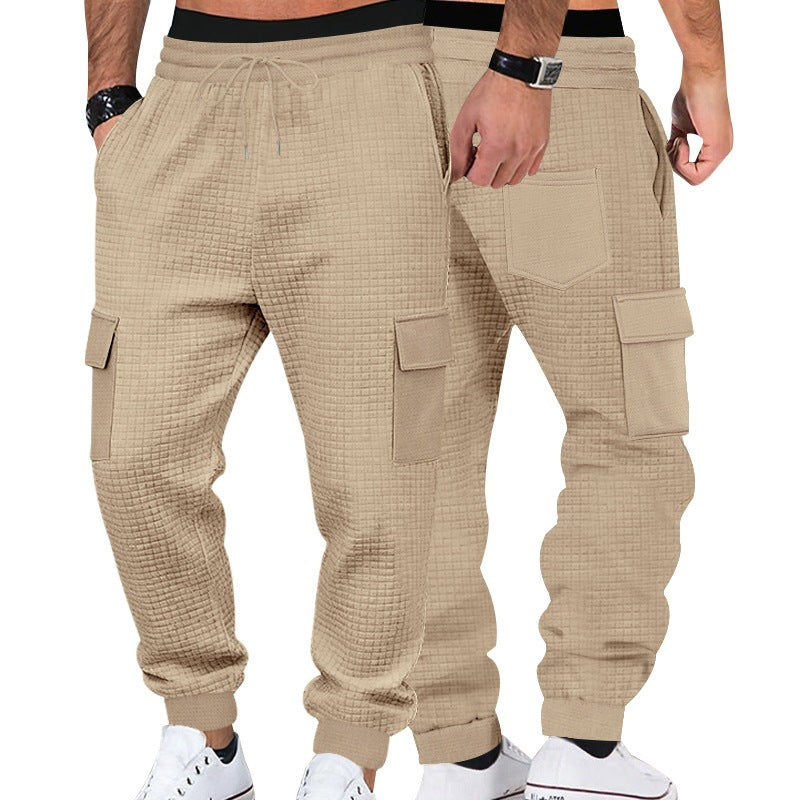 Herren Texturierte Waffel-Cargo-Jogginghose mit elastischem Bund und Multifunktions-Taschendesign Nord Taschen