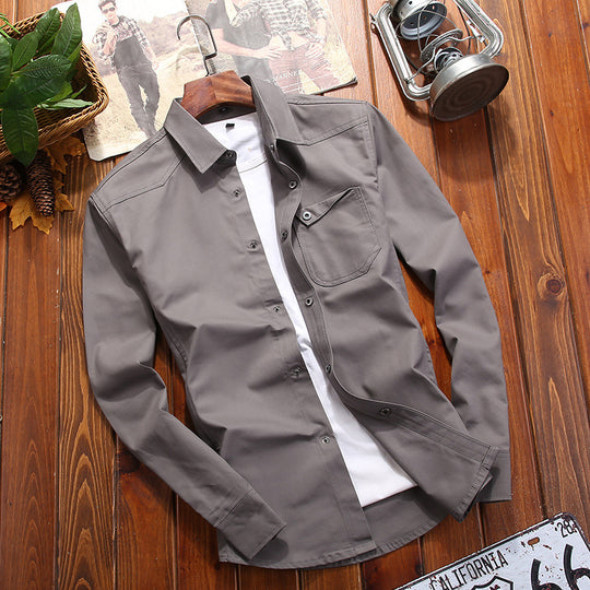Herren Canvas-Overshirt im Worker‑Look mit Brustpattentasche und Western‑Nahtführung Nord Taschen