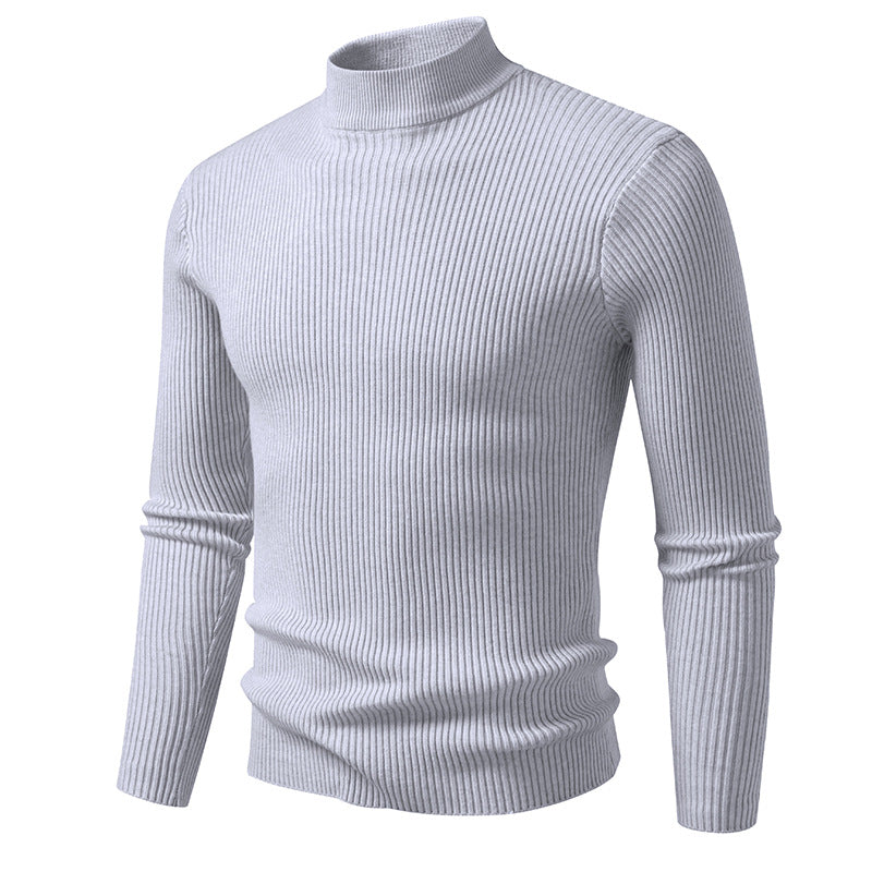 Herren Rippstrick-Mockneck-Pullover schmaler Schnitt thermischer Feinstrick Nord Taschen