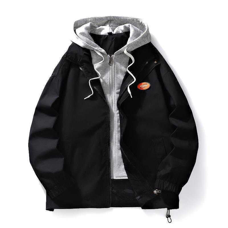 Herren mehrlagige Übergangsjacke mit Kapuzen-Innenlayer und Smiley-Graffiti-Print Nord Taschen
