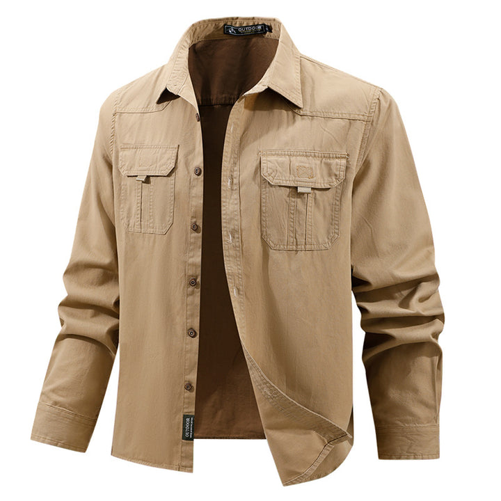 Herren  leichtes Travel-Hemdjacke mit verdeckter Knopfleiste, aufgesetzten Klappbrusttaschen und knitterarmem Baumwoll-Stretch Nord Taschen