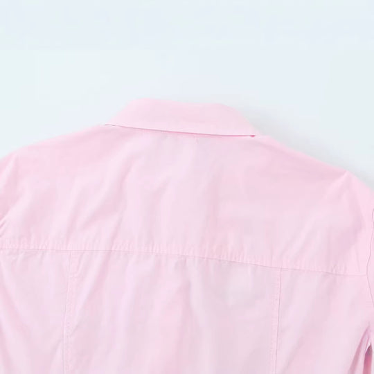 Damen Legere Baumwollbluse mit kastiger Kurzform und klassischem Hemdkragen Nord Taschen