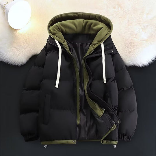 Unisex Gepolsterte Kapuzen-Winterjacke mit kontrastierendem Futter und Kordelzug Nord Taschen