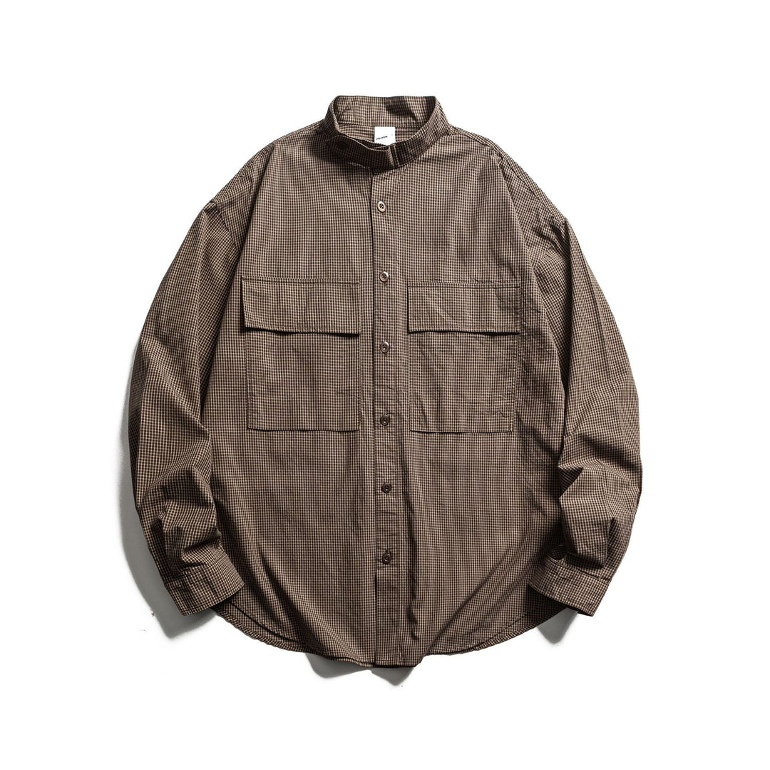 Herren Karo-Hemdjacke mit Stehkragen und aufgesetzten Brusttaschen Nord Taschen