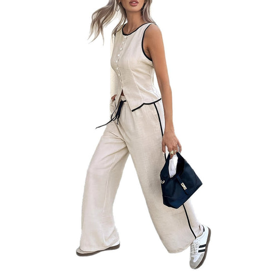 Damen Elegante und bequeme Loungewear mit Knopfleiste Nord Taschen