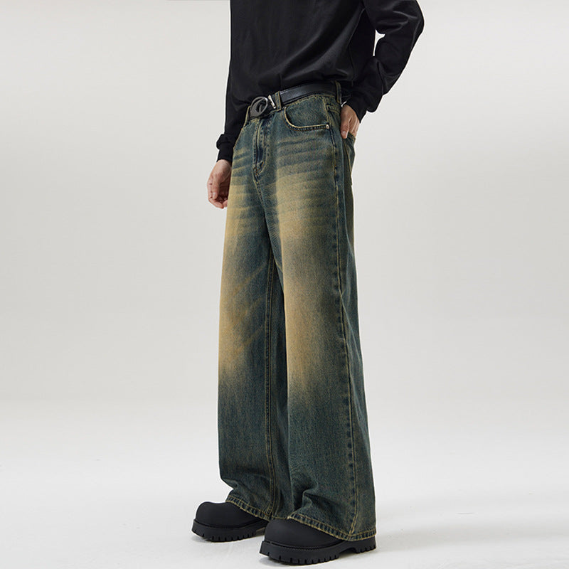 Herren Weite Vintage-Denim-Jeans mit ausgeprägtem Fade und geradem Bein Nord Taschen
