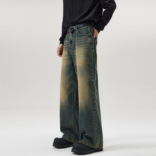 Herren Weite Vintage-Denim-Jeans mit ausgeprägtem Fade und geradem Bein Nord Taschen