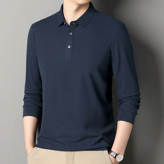 Herren Langarm‑Polo aus atmungsaktivem Baumwoll‑Stretch mit feinem Polokragen Nord Taschen