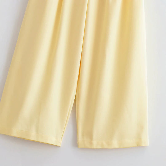 Damen Weite Culotte-Hose mit hoher Taille, Bundfalten und Eingrifftaschen Nord Taschen