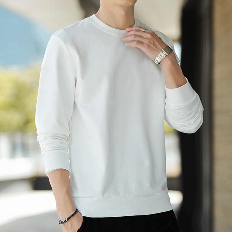 Herren Minimalistisches Baumwoll-Sweatshirt mit Rundhals und gerippten Bündchen Nord Taschen