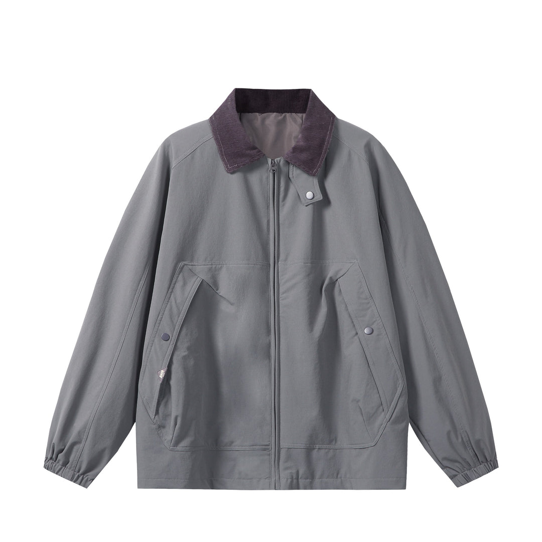 Unisex Kurz geschnittener Boxy-Blouson mit Cordkragen, Reißverschluss und Utility-Pattentaschen Nord Taschen