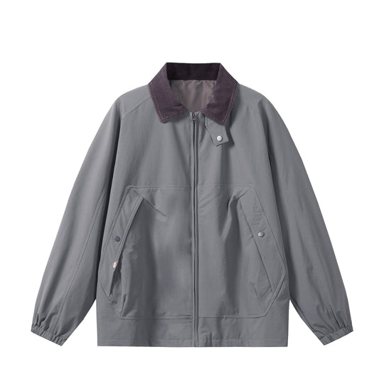 Unisex Kurz geschnittener Boxy-Blouson mit Cordkragen, Reißverschluss und Utility-Pattentaschen Nord Taschen