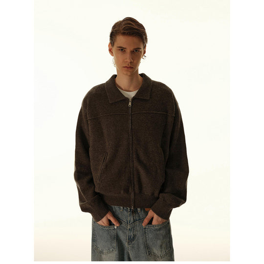 Herren Gestrickte Zipjacke mit Hemdkragen, Rippbündchen und verdeckten Eingrifftaschen Nord Taschen