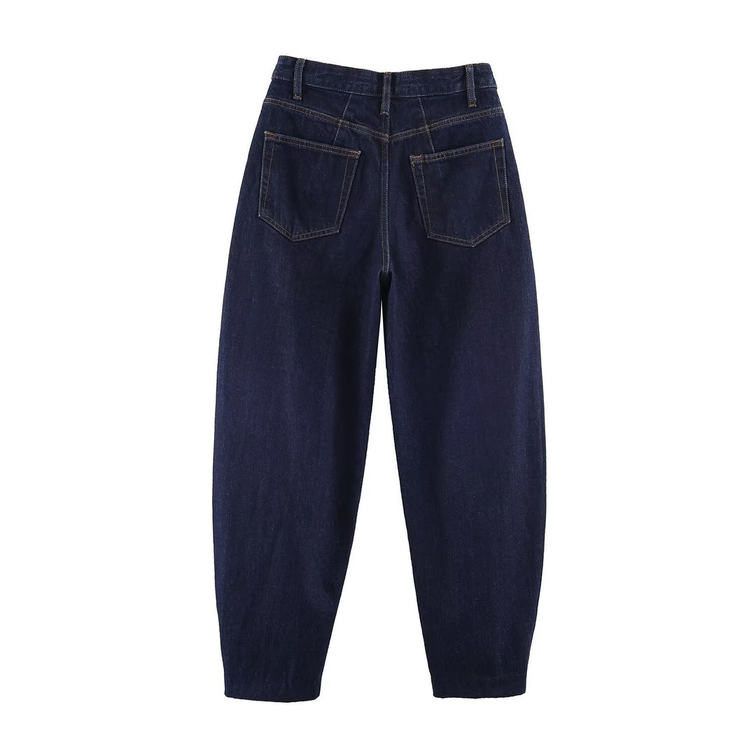 Damen High-Waist Balloon-Jeans mit weitem Oberschenkel und zulaufendem Saum Nord Taschen