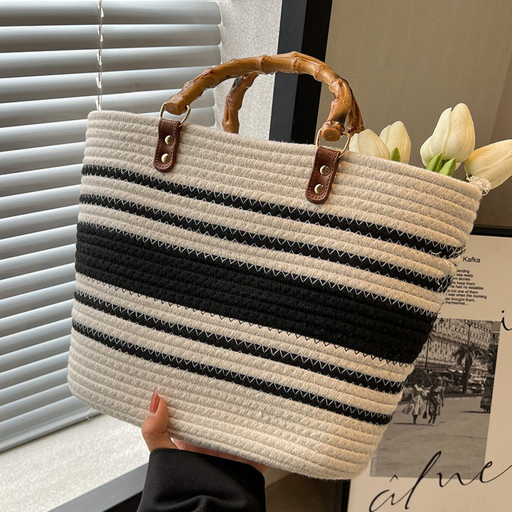Damen Strandtasche mit handgefertigtem Bambusgriff Nord Taschen