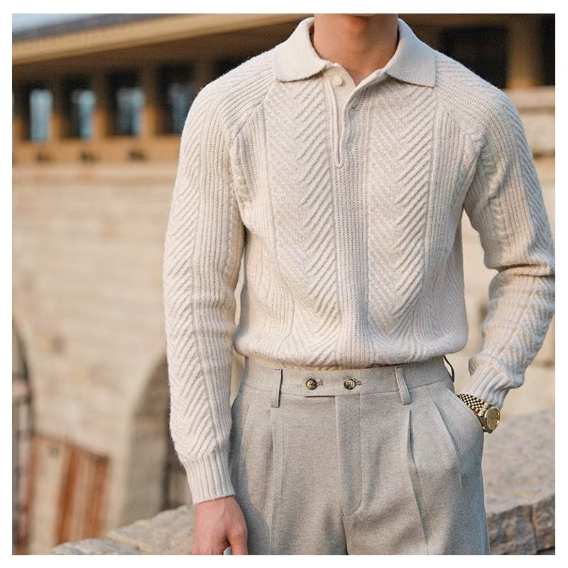 Herren Modischer Strickpullover mit Steppmuster Nord Taschen