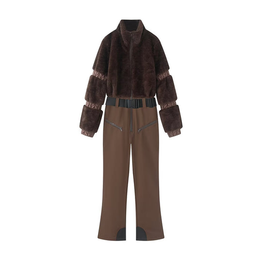 Damen Zweiteiliges Ski‑ und Winterset mit kurzem Teddyblouson und Highwaist‑Softshellhose Nord Taschen