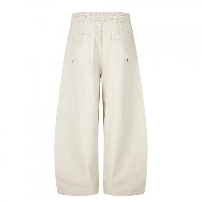 Damen Weite Cropped-Cargo-Hose mit Gummibund, Tunnelzug und aufgesetzten Taschen Nord Taschen