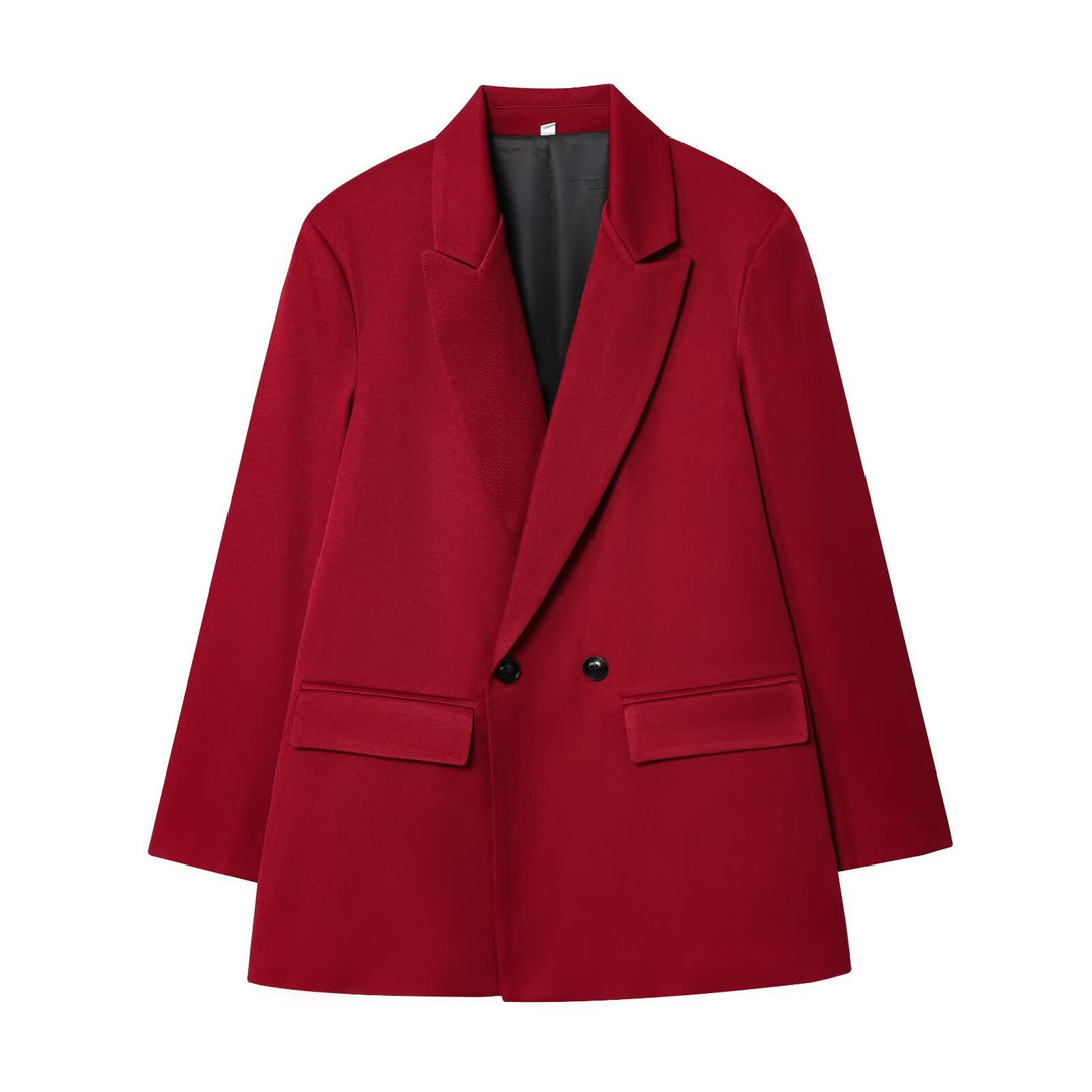 Damen 100+ geradliniger Longline Blazer mit Reverskragen, doppelreihiger Optik und Pattentaschen Nord Taschen