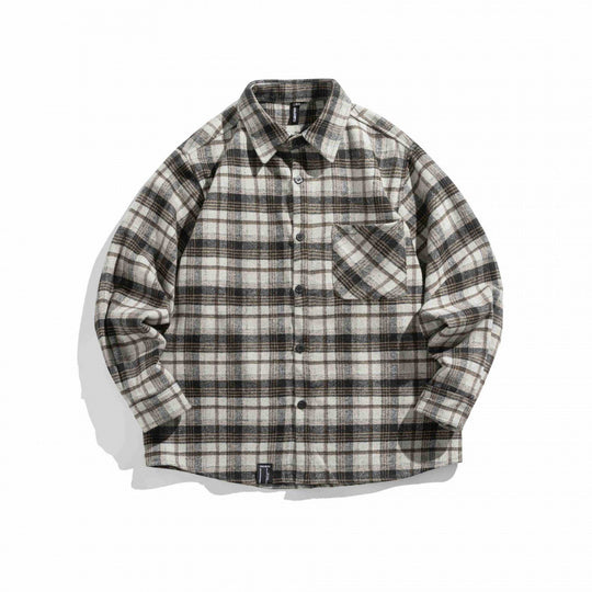 Unisex Karo-Flanell-Overshirt mit kastigem Schnitt und aufgesetzter Brusttasche Nord Taschen