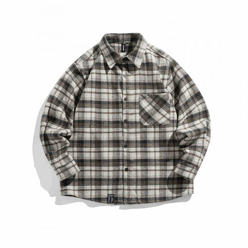 Unisex Karo-Flanell-Overshirt mit kastigem Schnitt und aufgesetzter Brusttasche Nord Taschen