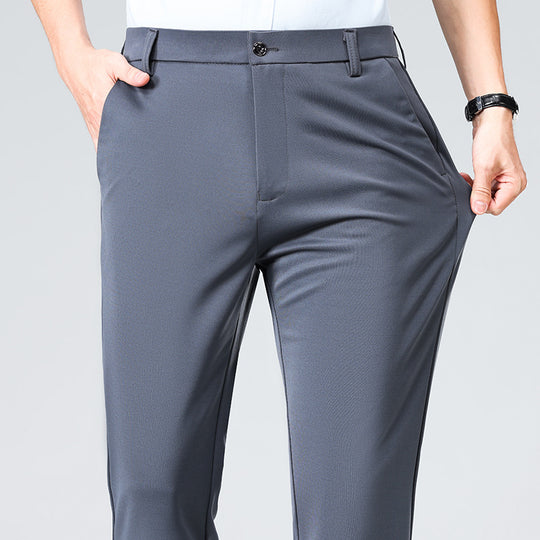 Herren Schlanke Business-Chinohose mit Stretch-Twill, Bügelfalte & verdeckten Reißverschlusstaschen Nord Taschen