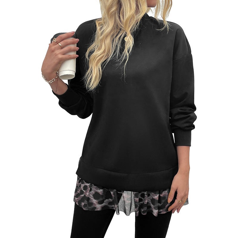 Damen Lässiger Sweatshirt mit Rüschenansatz Nord Taschen