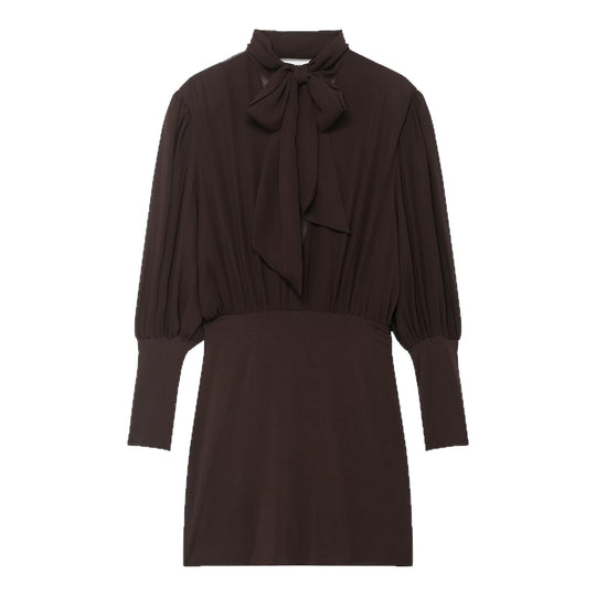 Damen Midikleid mit Schleifenkragen und plissierten Ballonärmeln Nord Taschen
