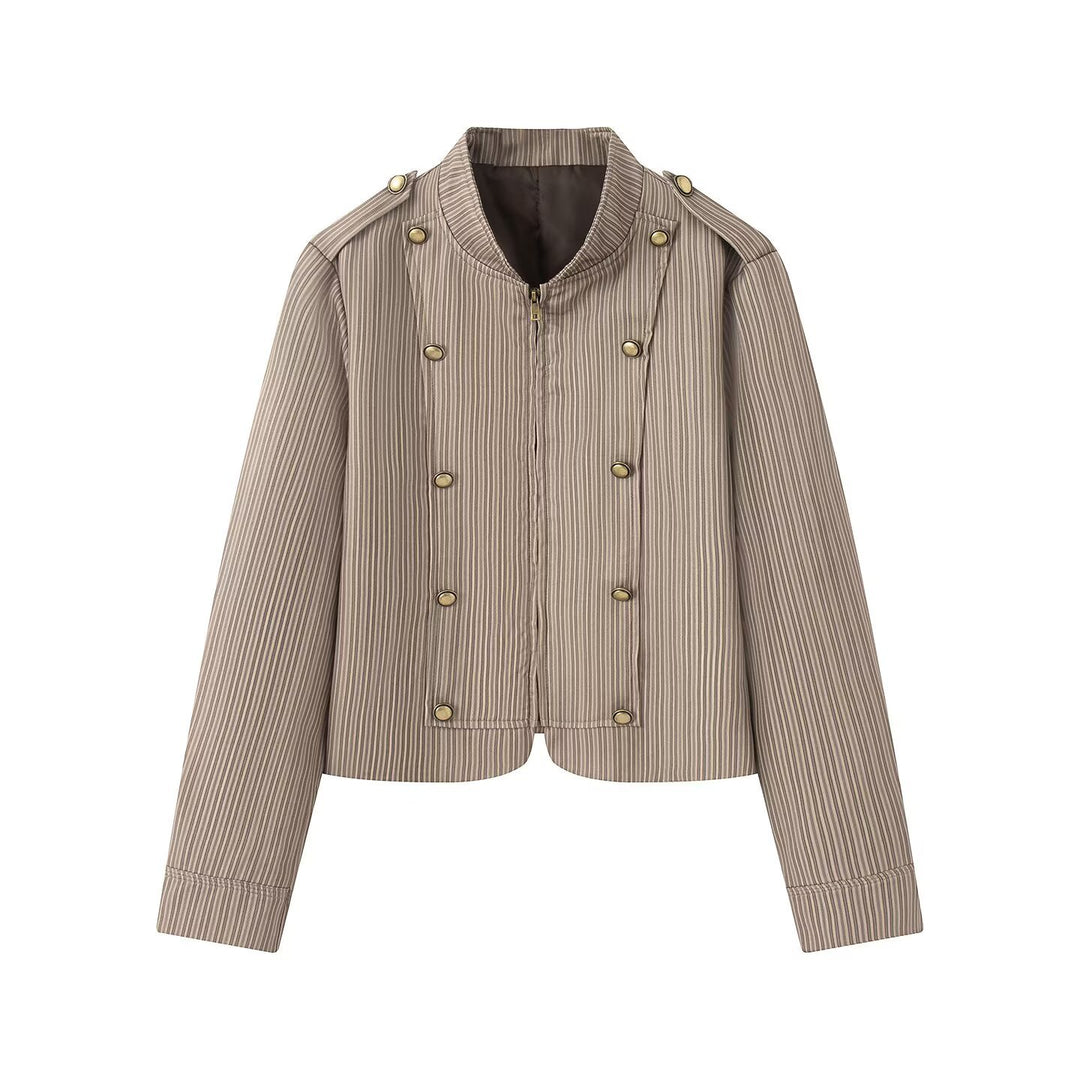 Damen Kurzjacke im Military-Stil mit Stehkragen und Zierknopfreihe Nord Taschen