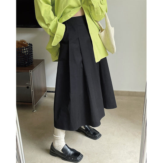 Damen Weites Midirock mit hoher Taille, Boxfalten und A-Linien-Silhouette Nord Taschen